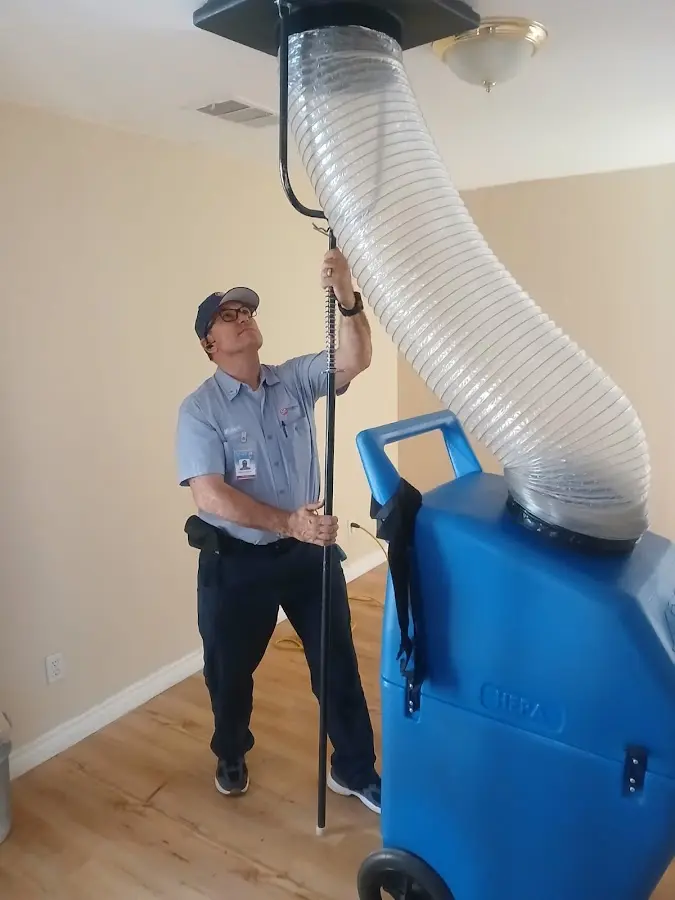 Mini Split Installation technician using HEPA equipment in North Myrtle Beach